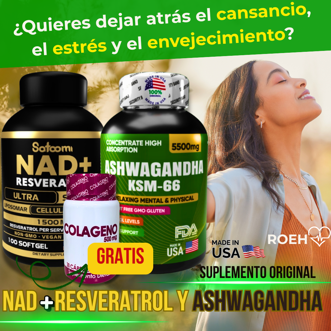 SUPLEMENTO ORIGINAL NAD+RESVERATROL Y ASHWAGANDHA (GRATIS COLAGENO)